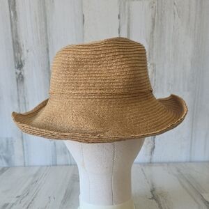 August Hats Stylish Tan Straw Hat Beach Cruise Adjust String Band 100% Paper